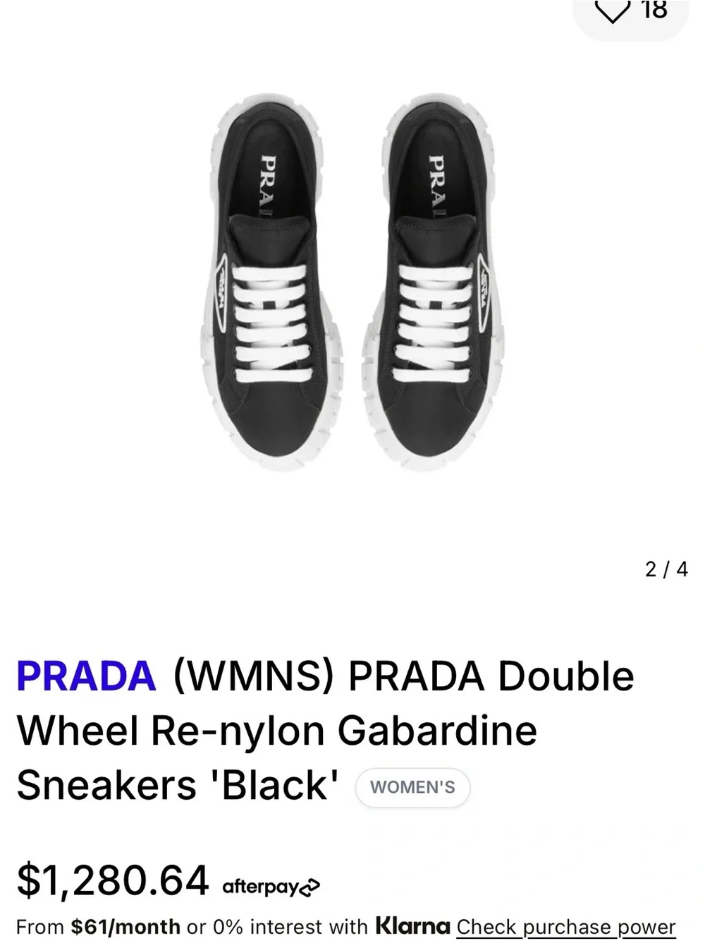 PRADA Double Wheel Re-Nylon Gabardine Sneakers -Black/White